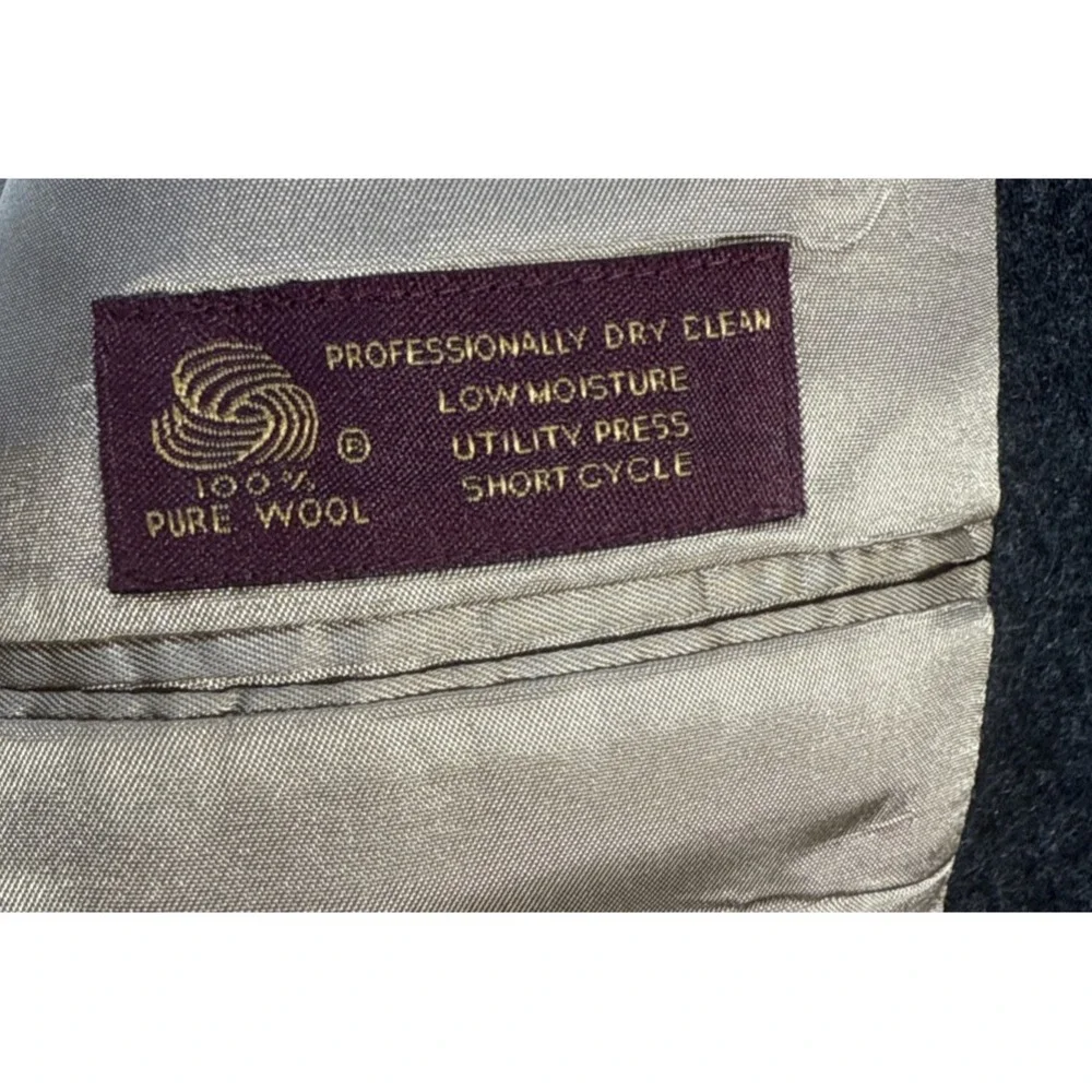 Jos A Bank Blazer Men 43L 100%‎ Wool Charcoal Melton Patch Pockets USA Vintage
